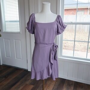 Trixxi Womens Mini Dress Size M Purple Ruffle Cottagecore Romantic Fairy Girly